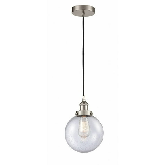 616-1PH-SN-G204-8-LED-Innovations Lighting-Beacon - 1 Light Mini Pendant In Industrial Style-11.5 Inches Tall and 8 Inches Wide Brushed Satin Nickel