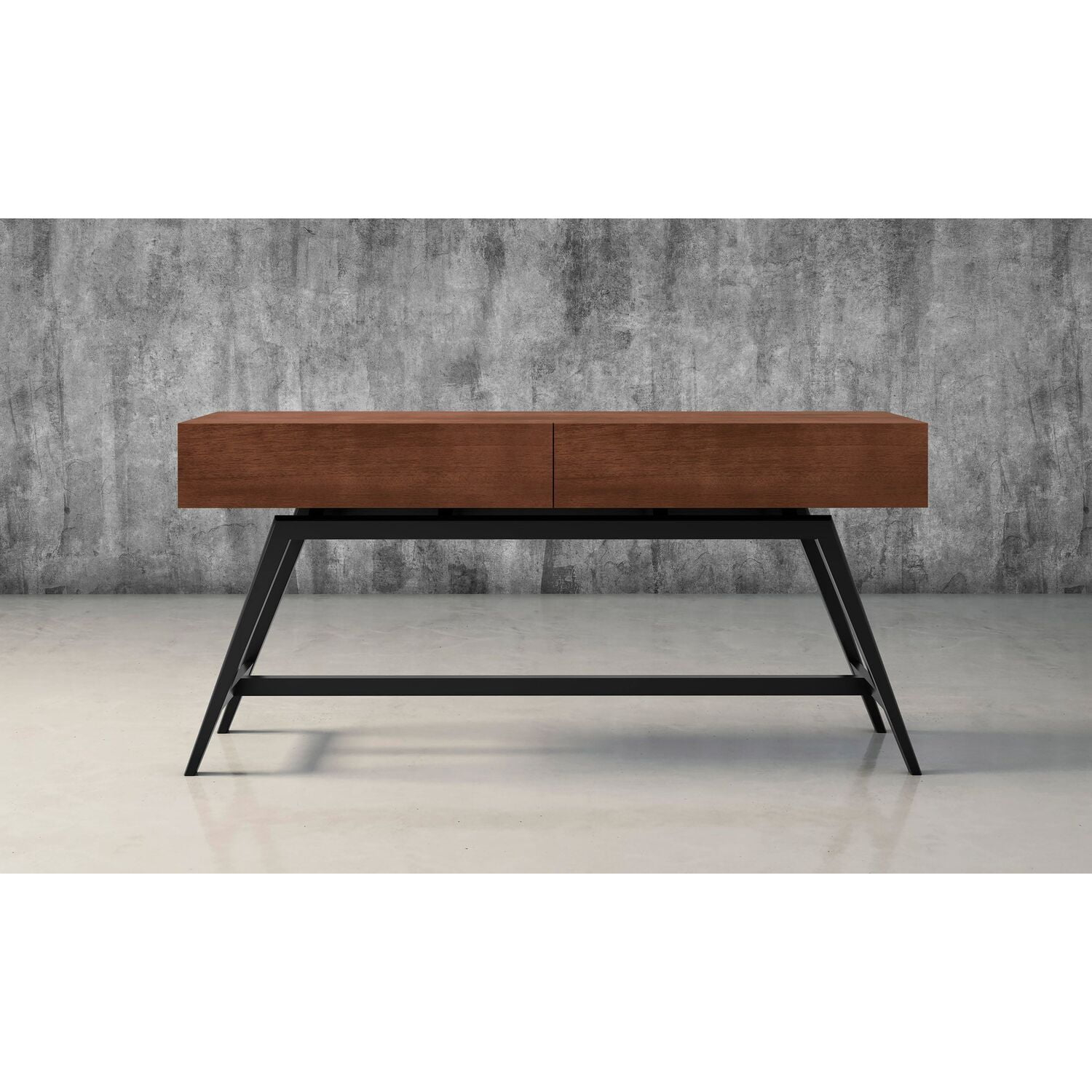 Mid-Century Modern Brazilian Cherry Console Table 63 Cognac Finish - Furnitech-Color:Cognac,Material:Wood
