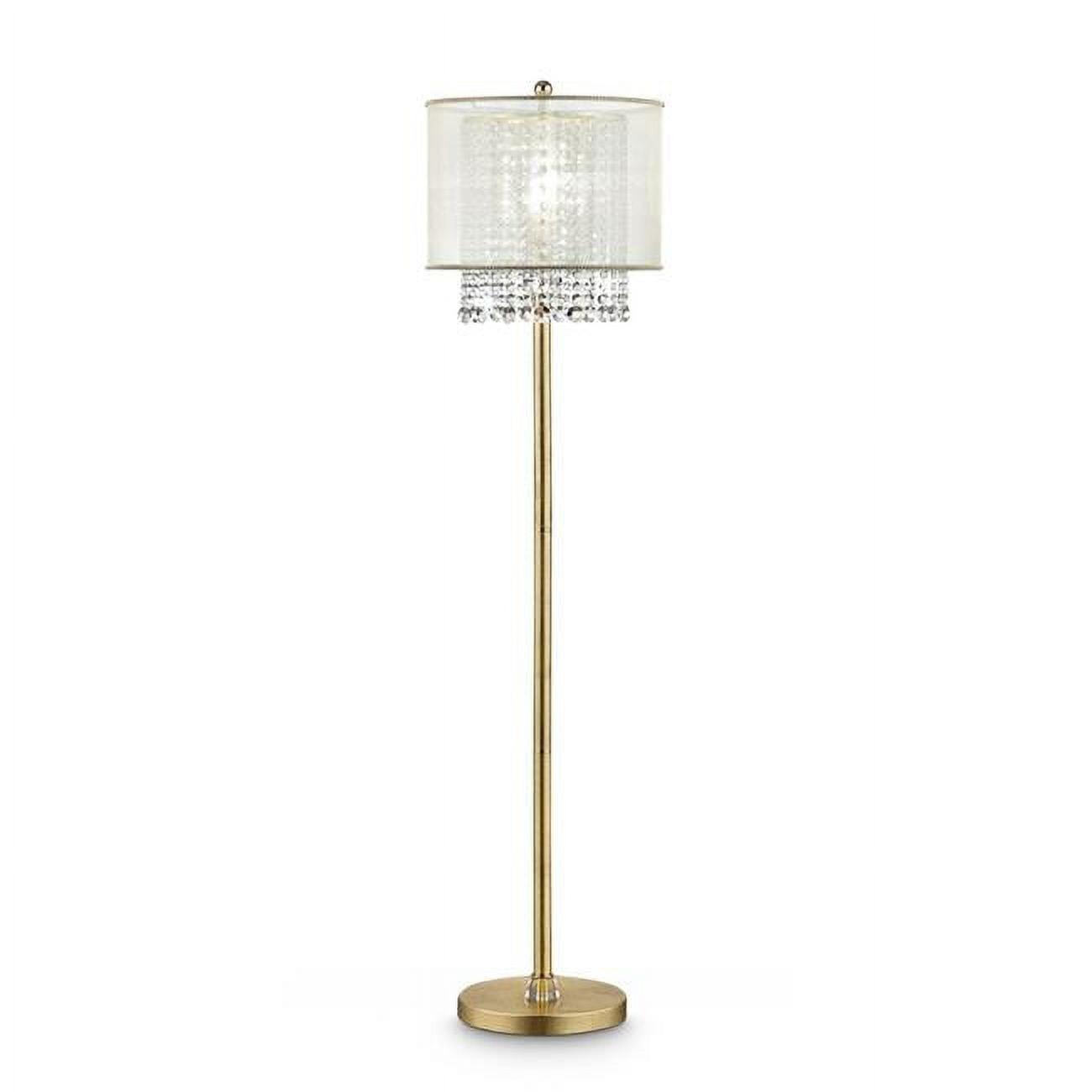 Primo Gold Finish Floor Lamp with Crystal Accents and White Shade