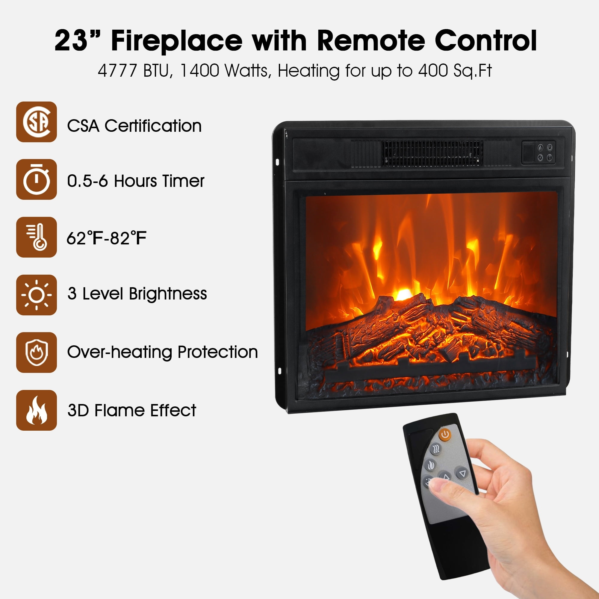 Parrot Uncle 68" Farmhouse White Electric Fireplace TV Stands Console for 78-inch TV with Remote