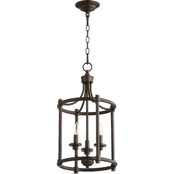 Quorum Lighting Rossington 3-Light Entry Pendant, Oiled Bronze, 12W x 21.5H, Dry Rated
