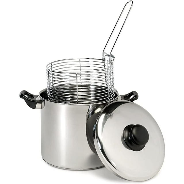 Excelsteel 6 Quart Silver Stainless Steel Deep Fryer Set