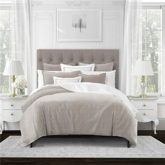 6ix Tailors BIS-TAN-CVT-QN-5PC Bishop Tan Queen Coverlet & 2 Pillow Shams Set - 5 Piece
