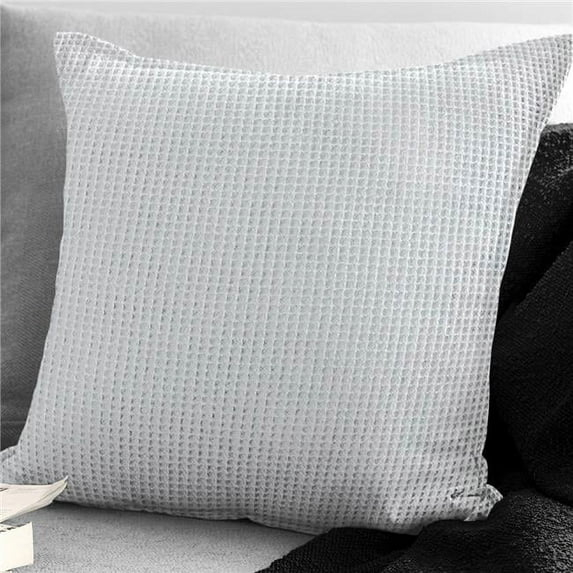 6ix Tailors  Classic Waffle Square Decor Pillow with Feather Insert, White - 20 in.