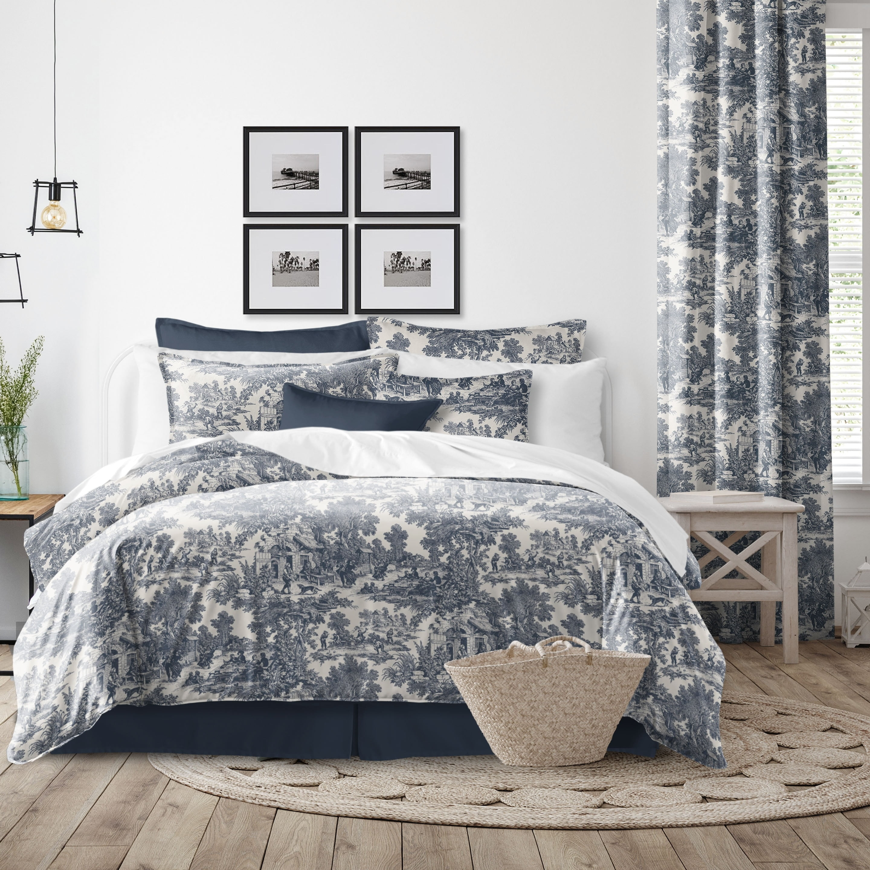 6ix Tailors Maison Toile Blue Comforter and Pillow Sham(s) Set Oversized King