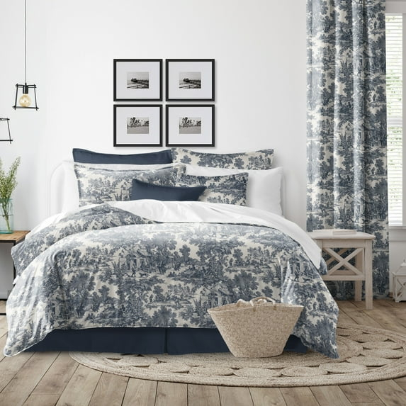 6ix Tailors Maison Toile Blue Comforter and Pillow Sham(s) Set Oversized King
