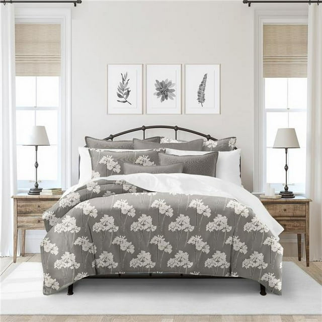 6ix Tailors SMF-FLO-MOC-CVT-TW-2PC Summerfield Mocha Twin Coverlet & 1 Pillow Sham Set - 2 Piece