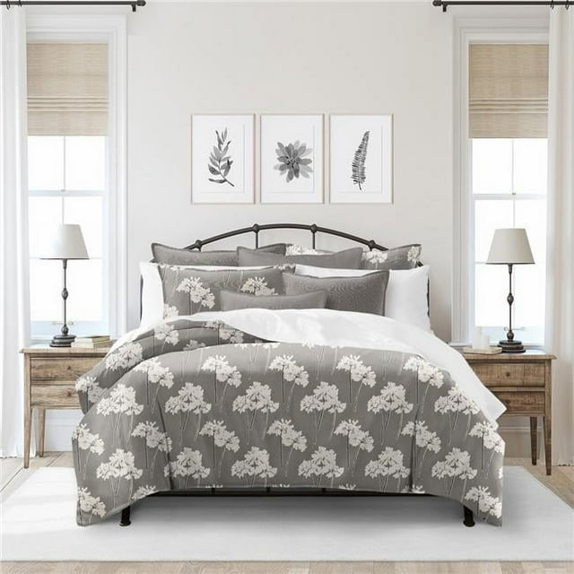 6ix Tailors SMF-FLO-MOC-CVT-TW-2PC Summerfield Mocha Twin Coverlet & 1 Pillow Sham Set - 2 Piece