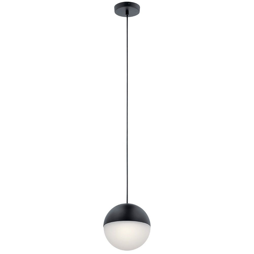 7.75 Inch 1 Led Mini Pendant-Matte Black Finish-Etched Glass Color   -Traditional Installation Elan Lighting 83854Mbkwh
