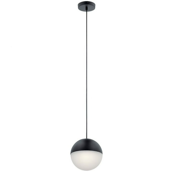 7.75 Inch 1 Led Mini Pendant-Matte Black Finish-Etched Glass Color   -Traditional Installation Elan Lighting 83854Mbkwh