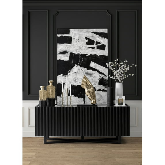 7"Lx4"Wx16"H Metal, Rigged Vase, Gold/Black Finish, Decorative Vase for Centerpieces and Home Decor, Perfect for Bedrooms, Dining Rooms, or Living Rooms