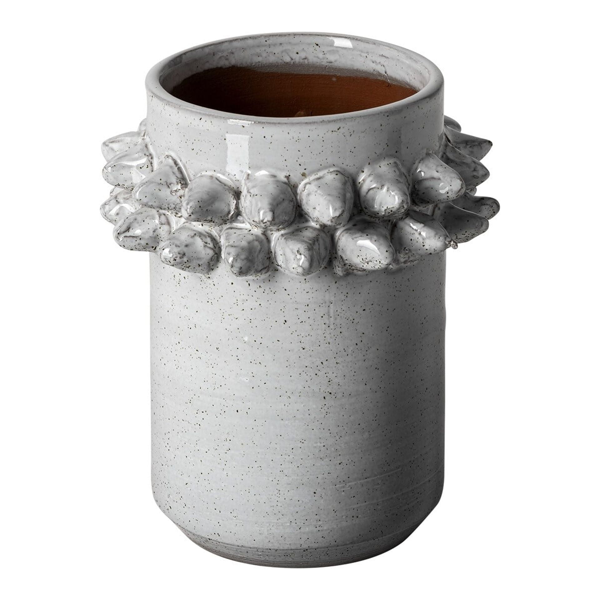 7" Organic Style Whitewash Spikely Ceramic Vase