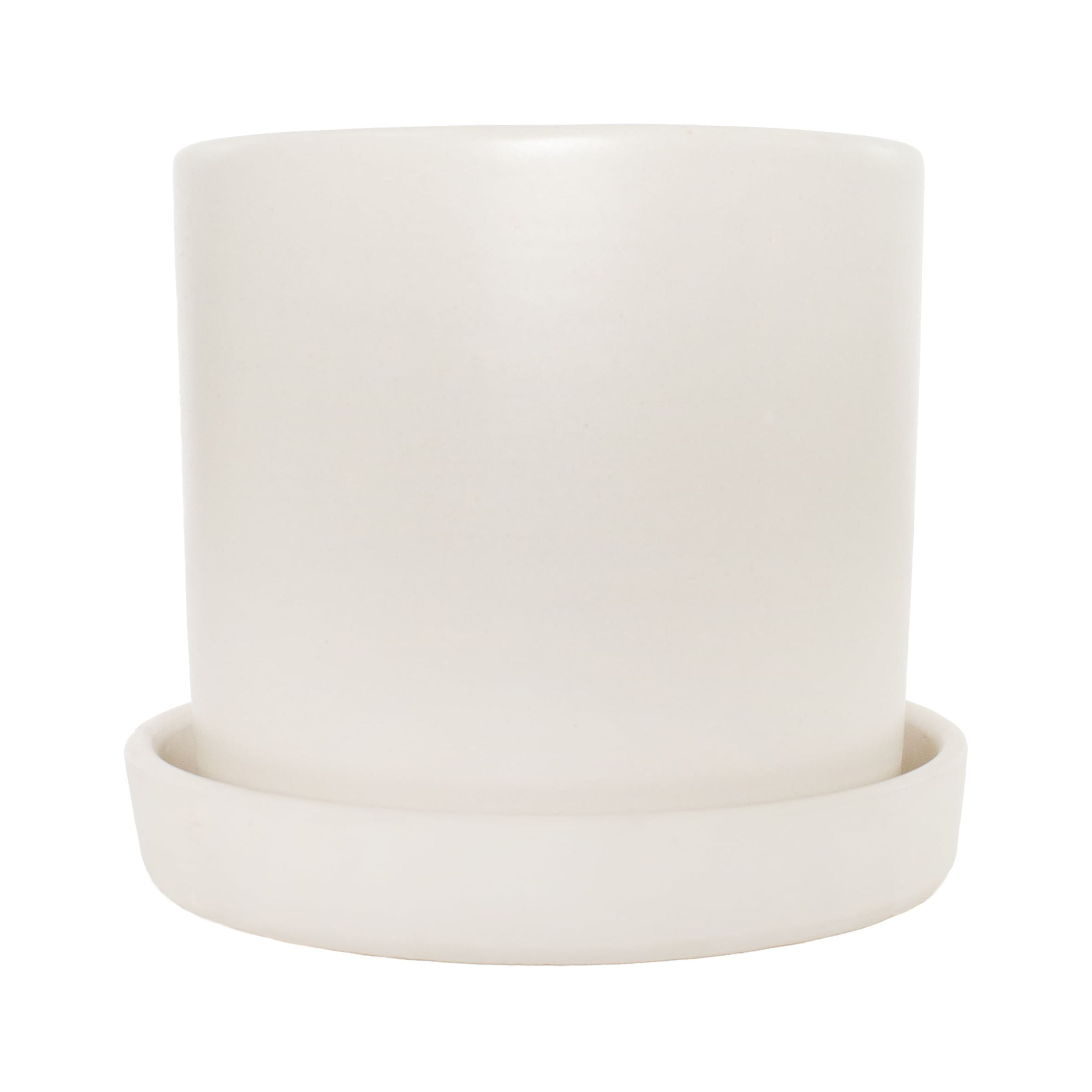 7 in. Semi Matte Stone Hyde Container made from Natural Fibers with Saucer - 1 Piece