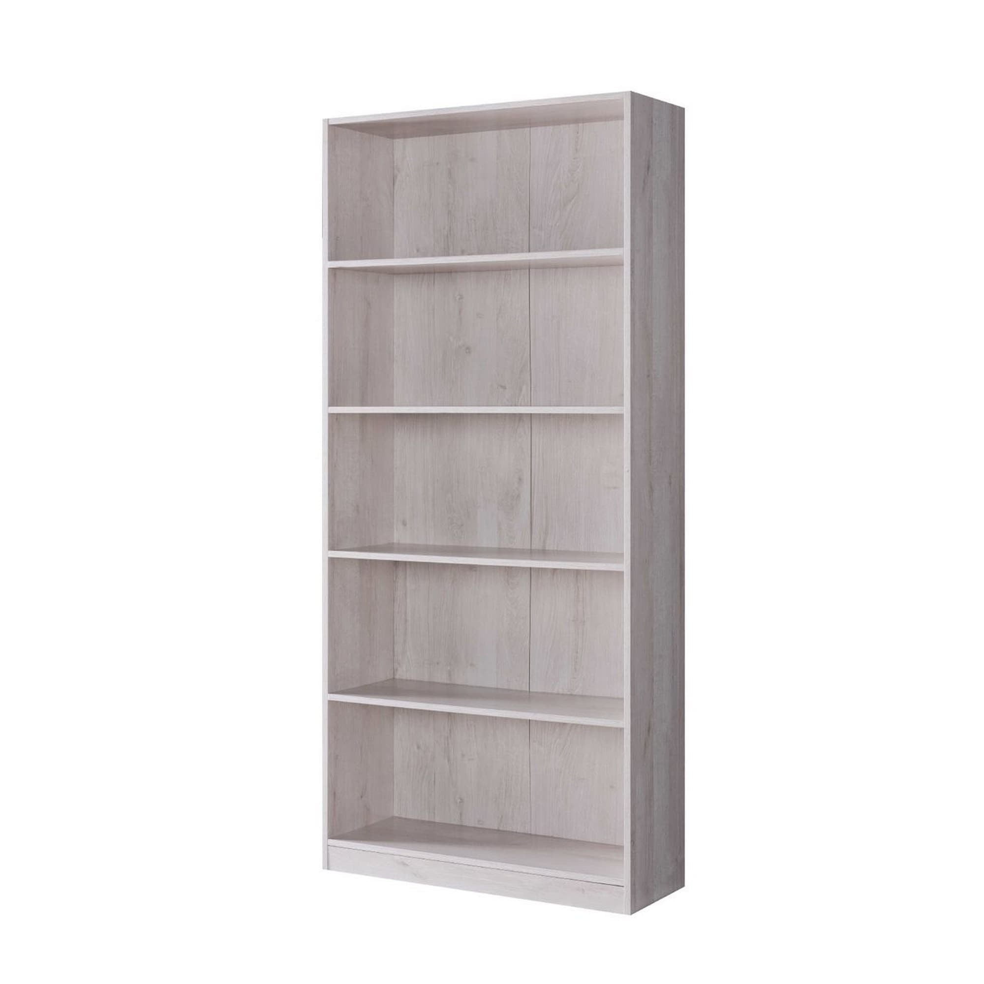70 Inch Wooden Bookcase with 5 Shelves, White Oak - Saltoro Sherpi