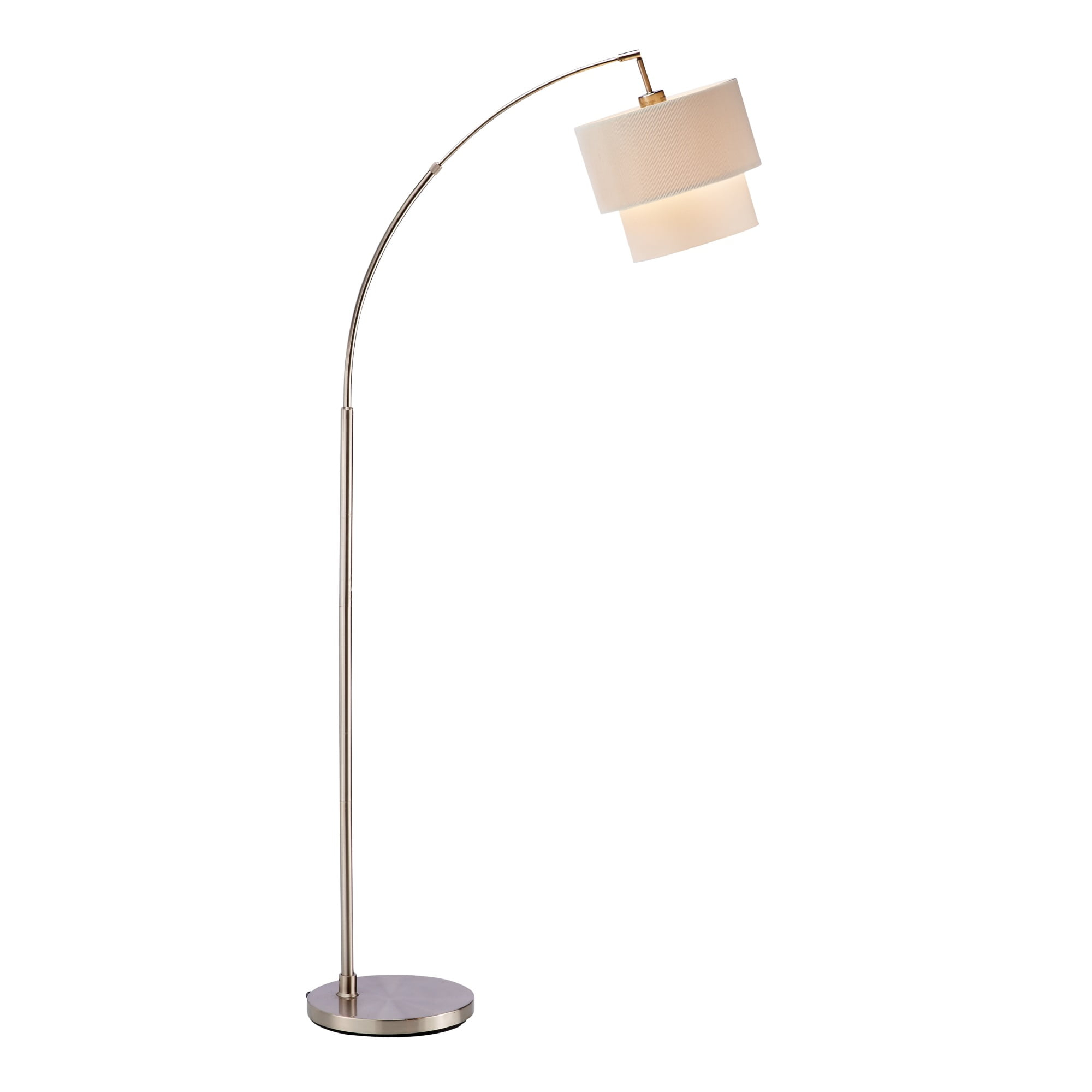 HomeRoots Brushed Steel Metal Floor Lamp with Adjustable Arc
