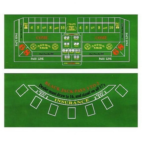 72" Craps & Blackjack Casino Activity Game Felt Layout Cloth