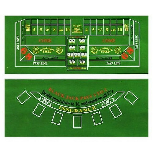 72" Craps & Blackjack Casino Activity Game Felt Layout Cloth