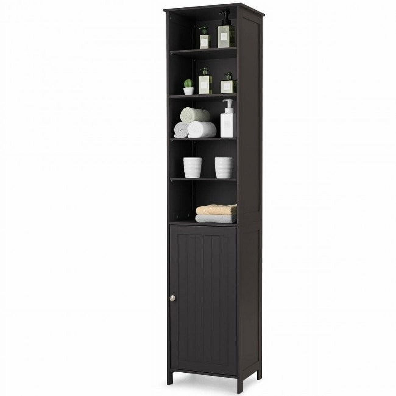 Costway 72''  Bathroom Tall Floor Storage Cabinet Freestand Shelving Display Brown