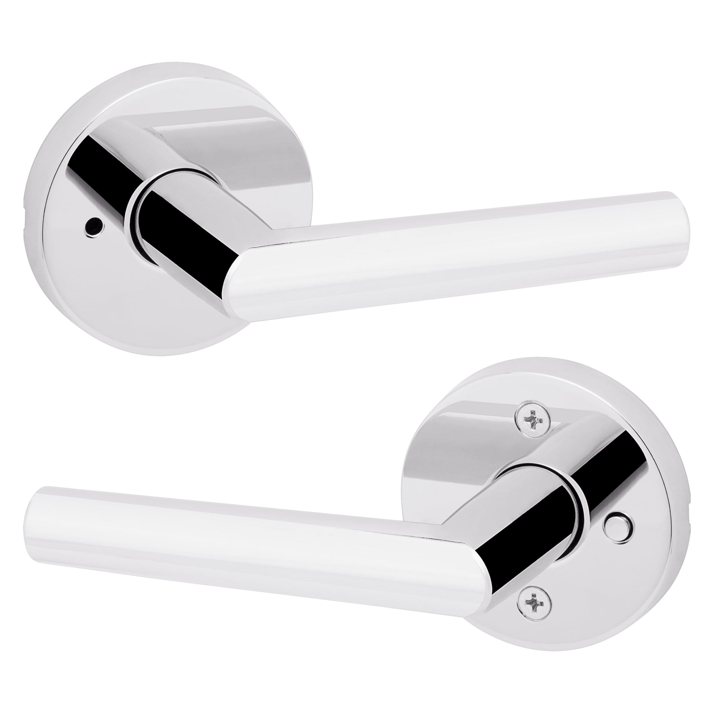 Kwikset Milan Round Privacy Lever Doorknob Polished Chrome