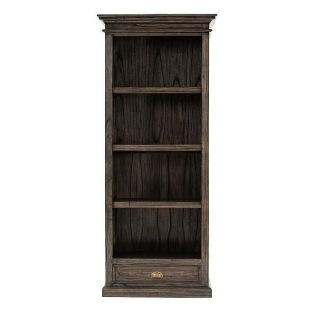 74.8 x 31.5 x 15.75 in. Black Wash Bookcase with One Drawer