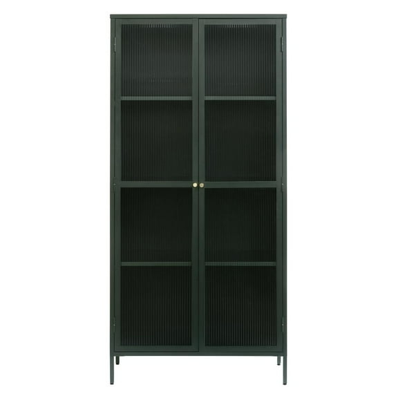 75" Contemporary Glass & Metal Display Cabinet in Green