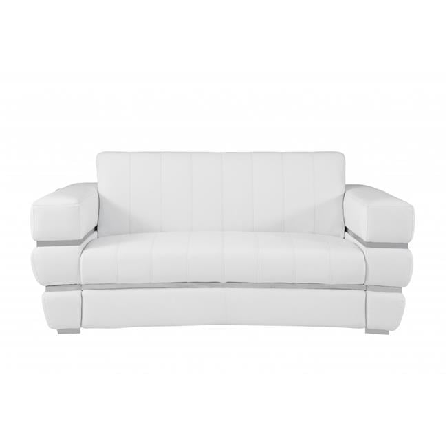 75" White Italian Leather Plush Density Solid Color Love Seat