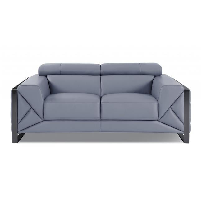 HomeRoots 477563 75 in. Tufted Italian Leather Loveseat, Light Blue
