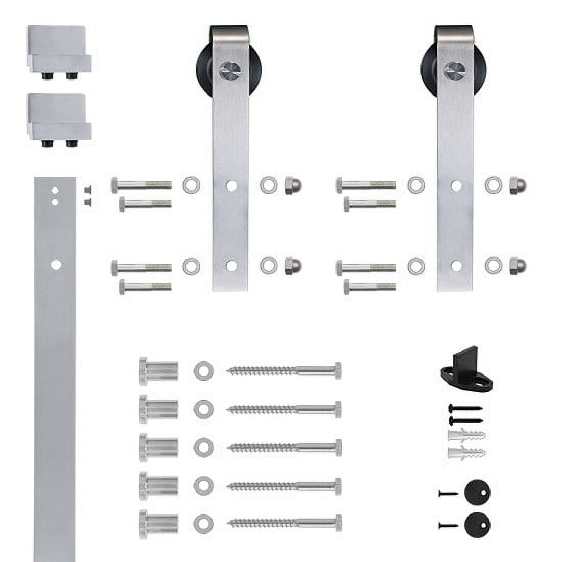 78.75" Designer's Collection Flat Rail Hook Strap Rolling Door Hardware Kit, Satin Nickel