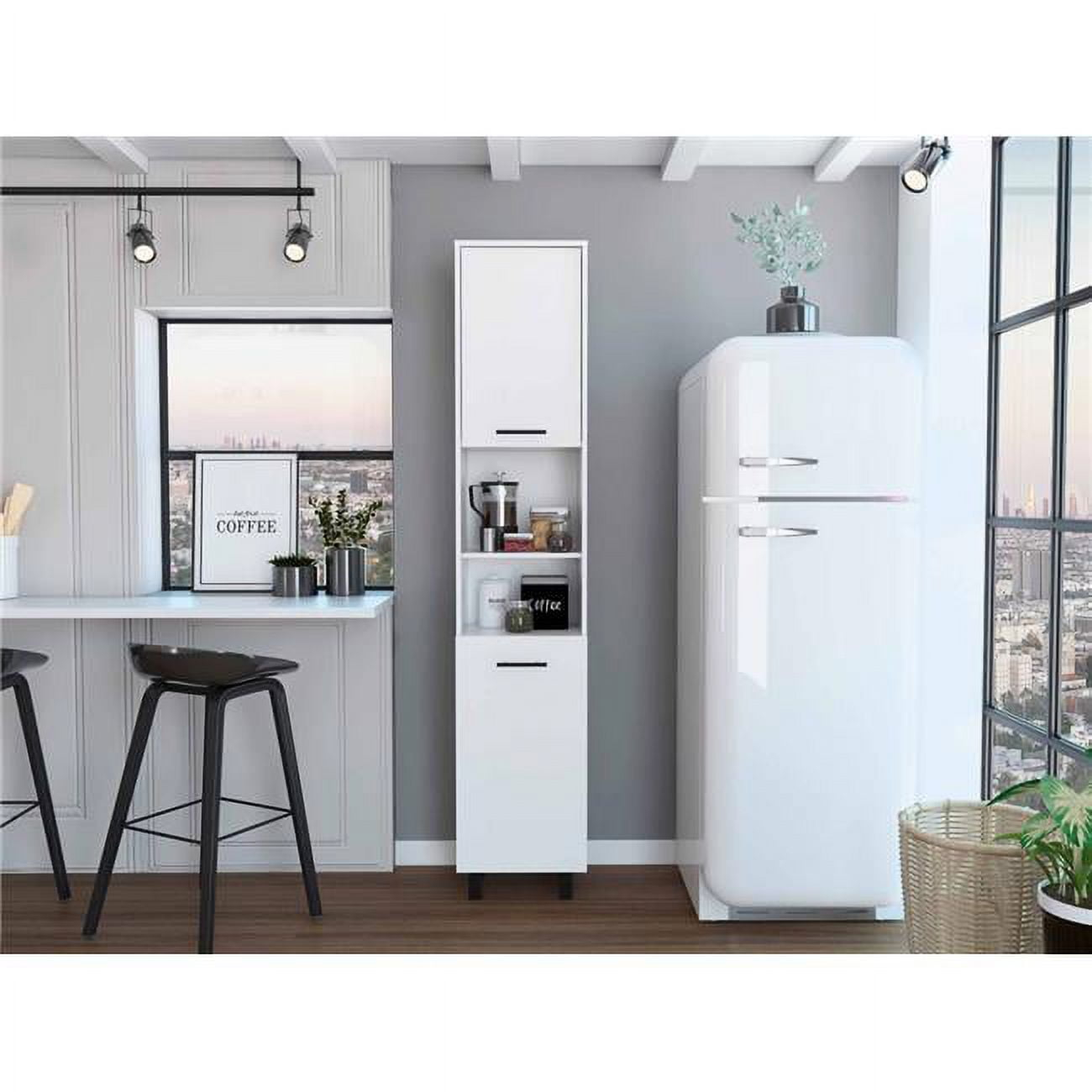 78 in. Modern White Sleek & Tall Pantry Cabinet