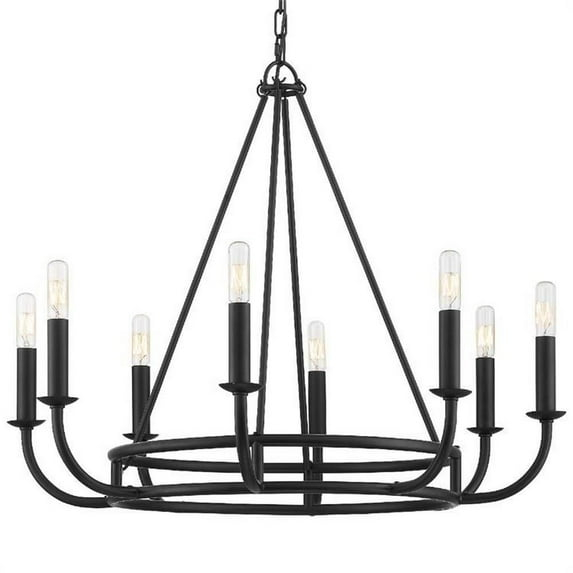 8 Light Chandelier-Matte Black Finish Bailey Street Home 49-Bel-4173355