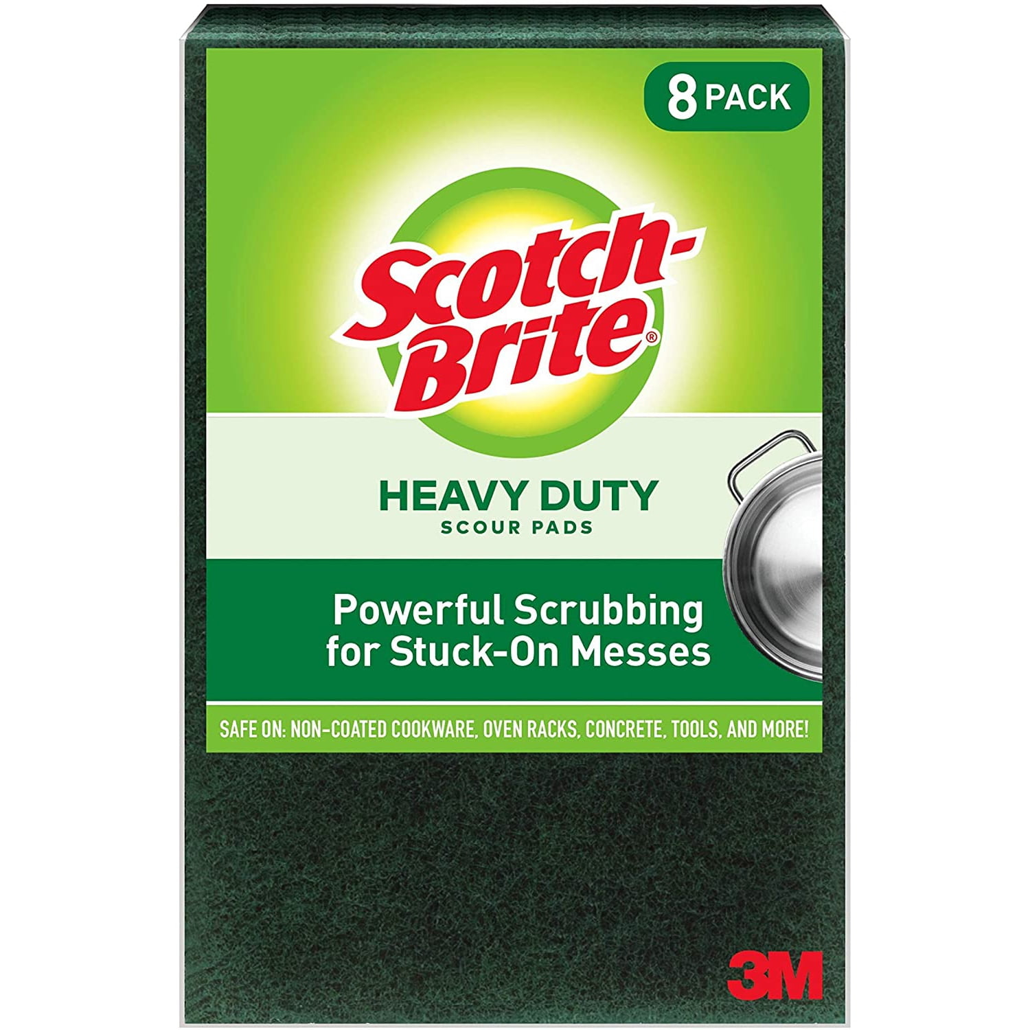 Scotch-Brite Heavy Duty Large Scour Pads, Scouring Pads for Kitchen and Dish Cleaning, 8 Pads