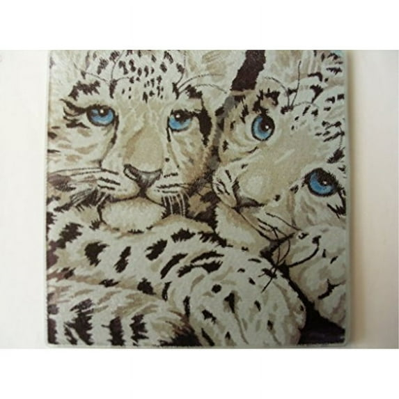 8"x8" Leopard Kitchen Counter Art Tempered Glass Cutting Board Surface Saver Bar Prep
