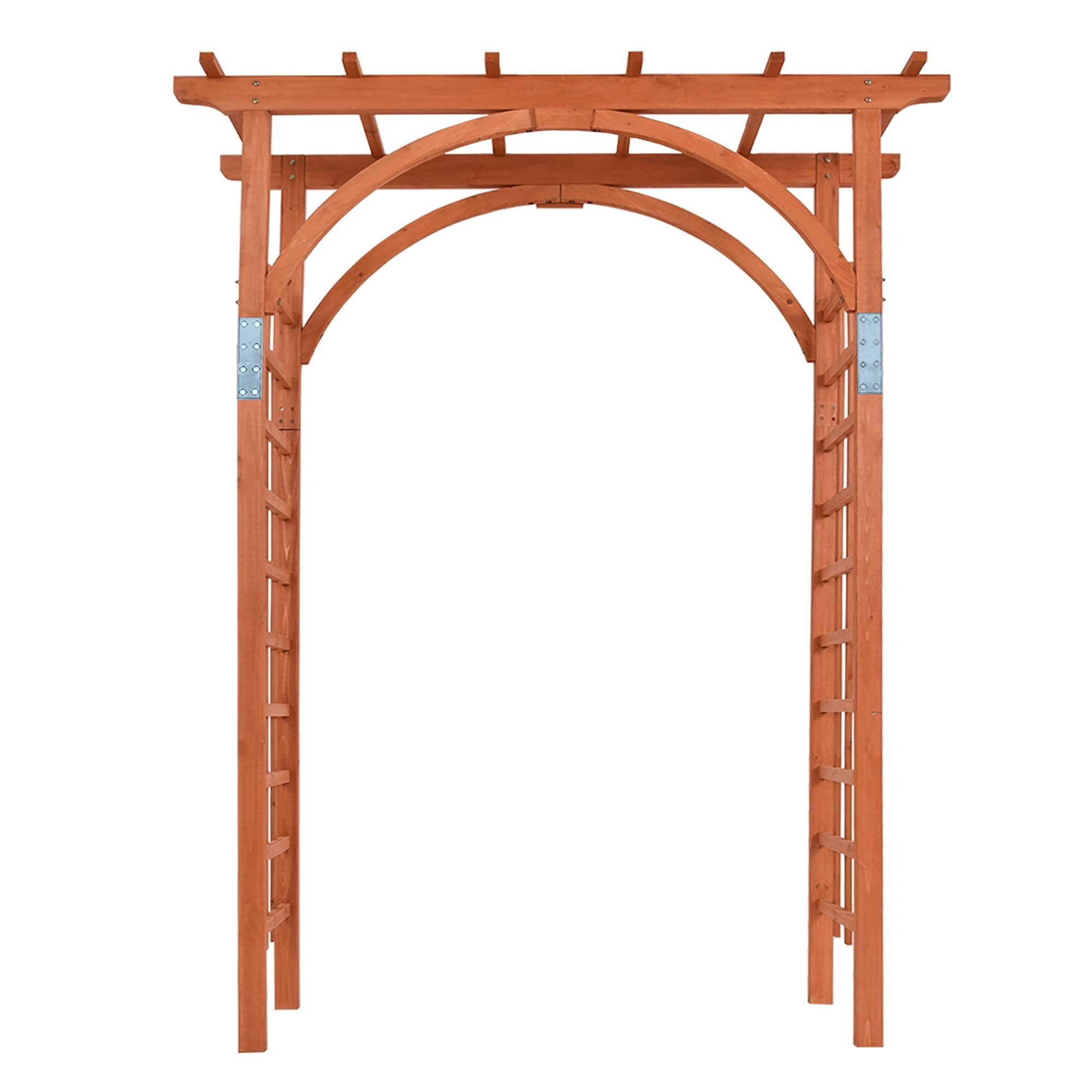 84.5" Outdoor Wood Arbor Natural Finish Arch Trellis Pergola Lattice