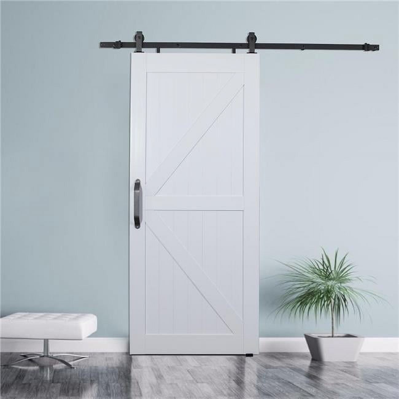 84 x 42 in. White H & K-Style PVC Barn Door Kit