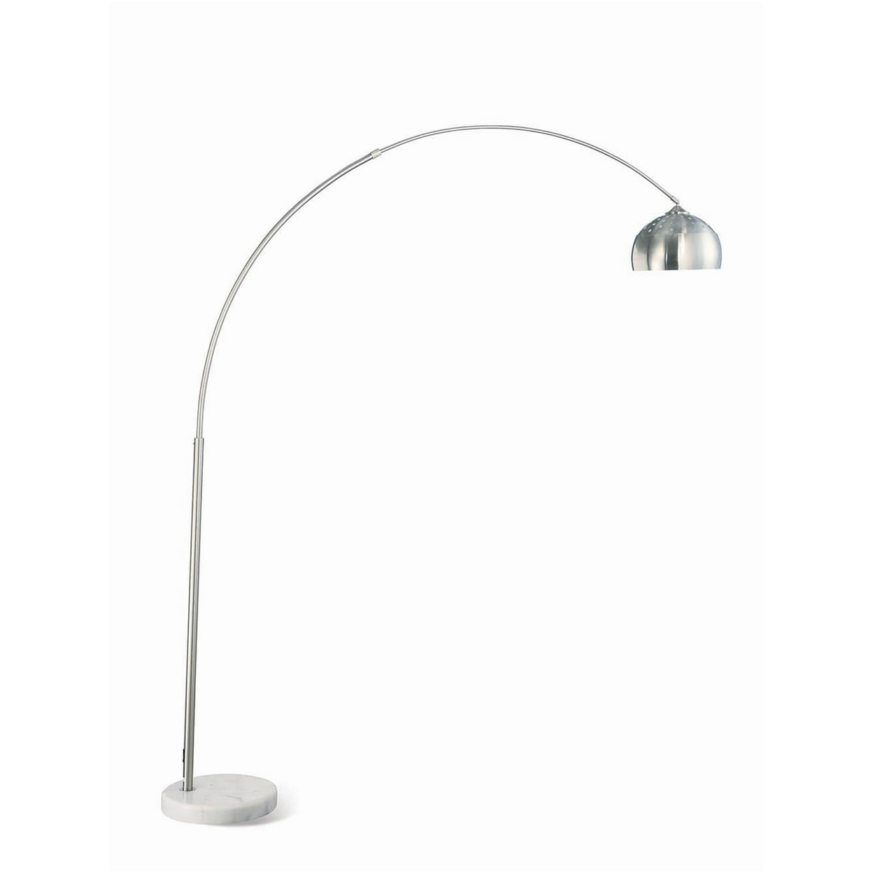 85 in. Binary Switch & Marble Base Floor Lamp with Arched Body, Silver, Chrome & White