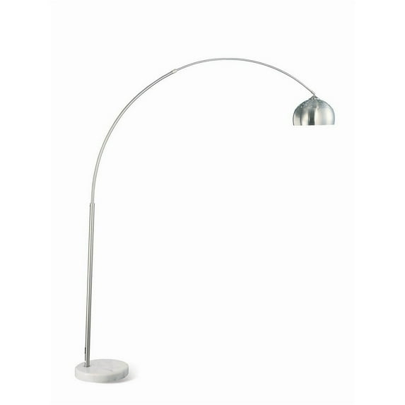 85 in. Binary Switch & Marble Base Floor Lamp with Arched Body, Silver, Chrome & White