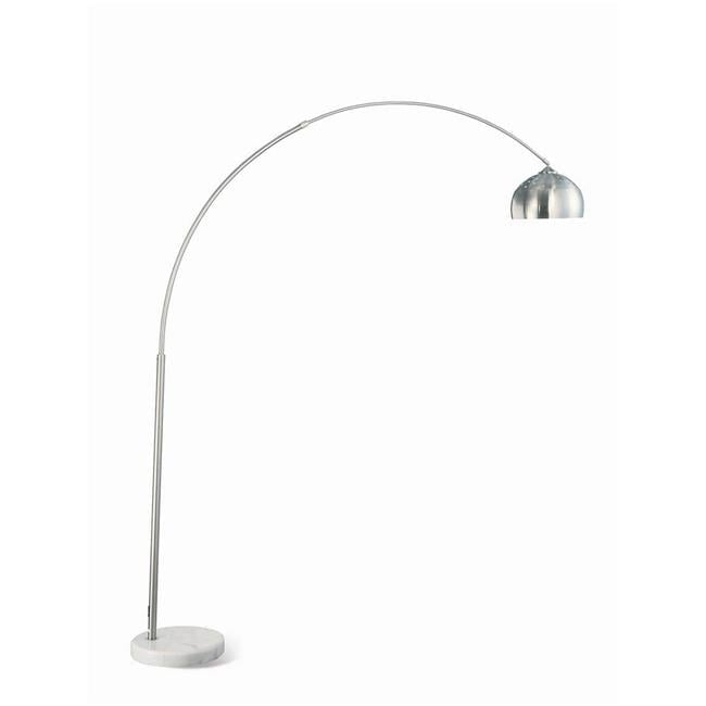 85 in. Binary Switch & Marble Base Floor Lamp with Arched Body, Silver, Chrome & White