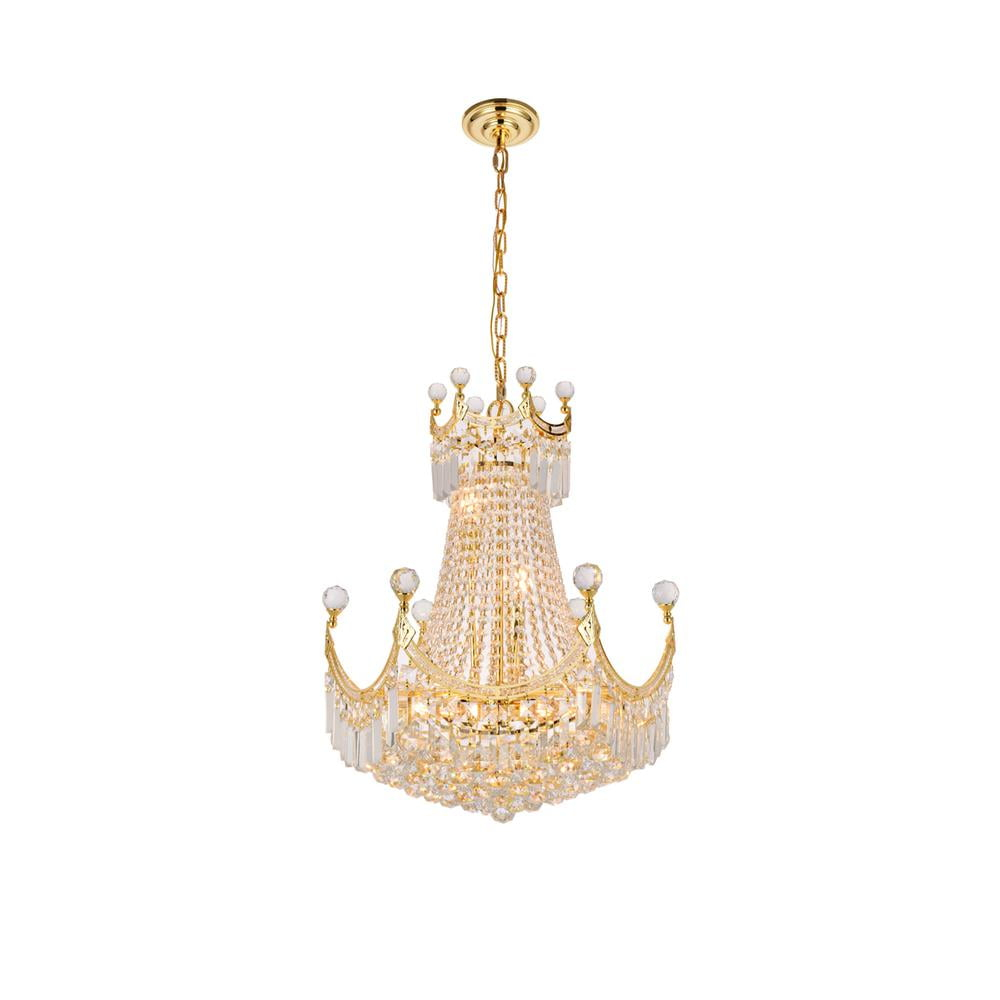 8949 Corona Collection Chandelier D:20in H:28in Lt:9 Gold Finish (Royal Cut Crystals)