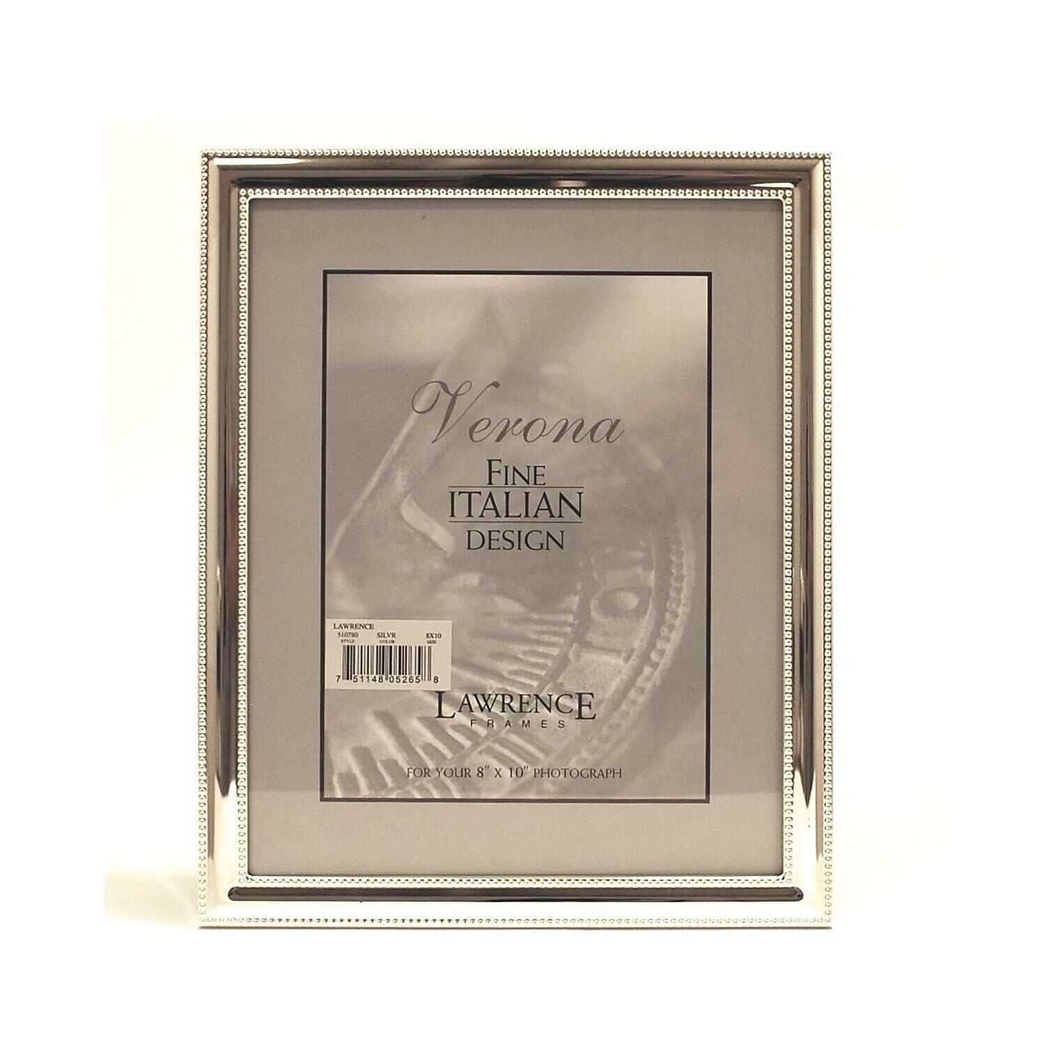 Lawrence Frames 8x10 Metal Picture Frame Silver-Plate with Delicate Beading