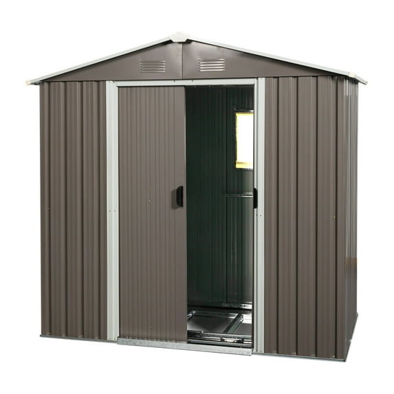 Gray 8ft x 4ft Aluminum Frame Outdoor Storage Shed with Window