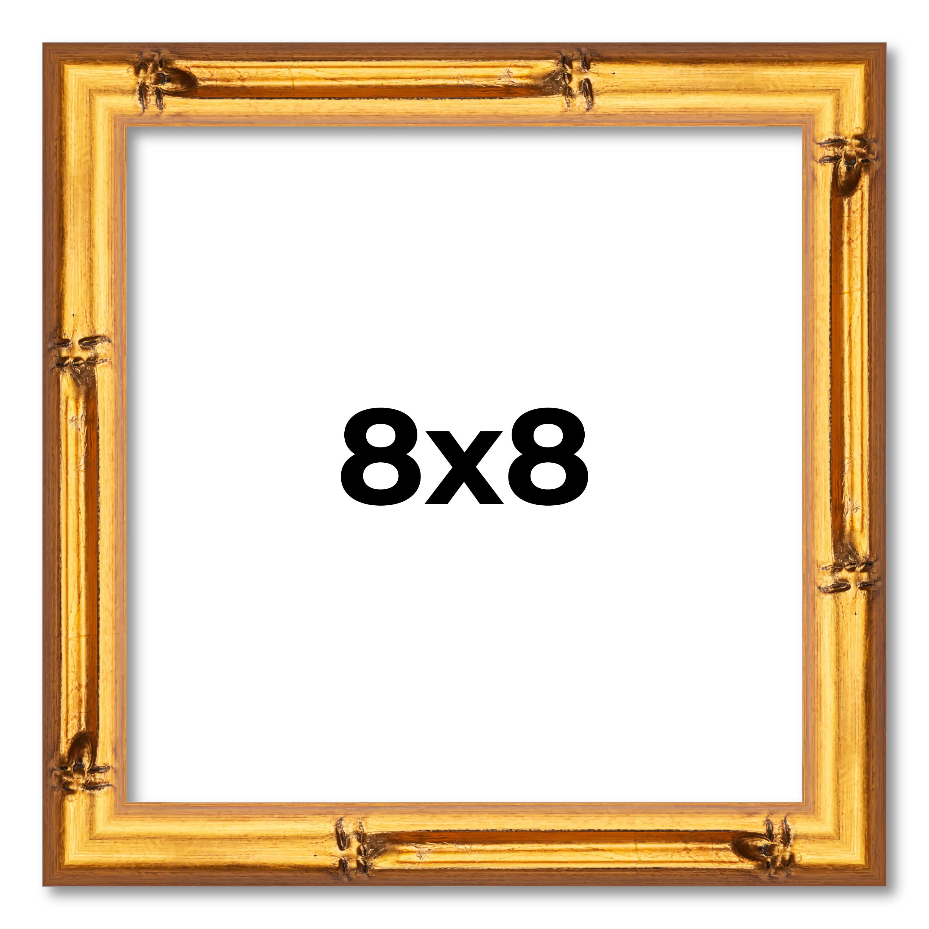 8x8 Frame Beaded Gold Solid Wood Picture Frame | 0.75 Inches Moulding Width | Liscio Oro