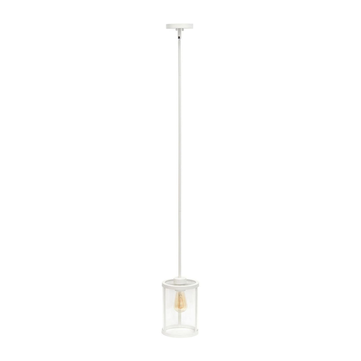 9.25" Adjustable Traditional Vintage Modern Industrial Farmhouse 1-Light Metal Hanging Ceiling Pendant, White