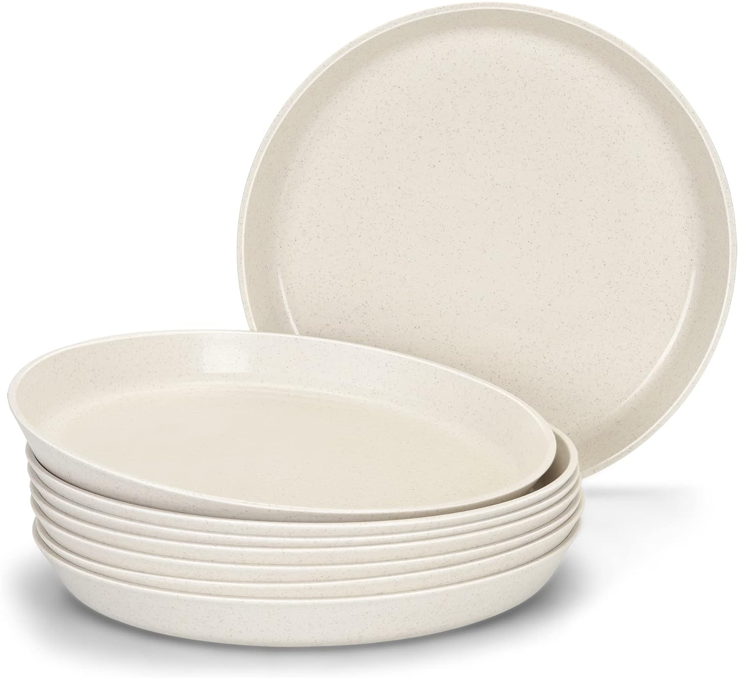 9 Inch Dinner Plates - BPA-Free Wheat Straw Plates, Off White Plate Set (Dishwasher & Microwave Safe) | Eco-Friendly & Unbreakable