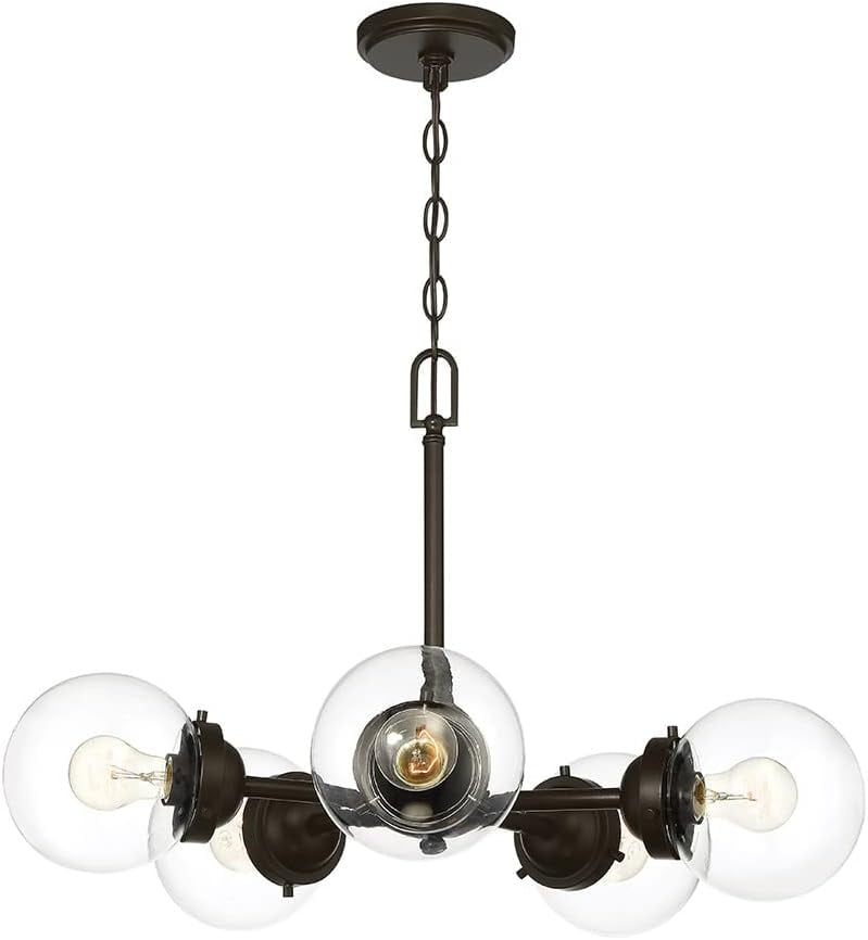 95985-ORB Knoll - Five Light Chandelier, Oil Rubbed Finish with Clear Glass