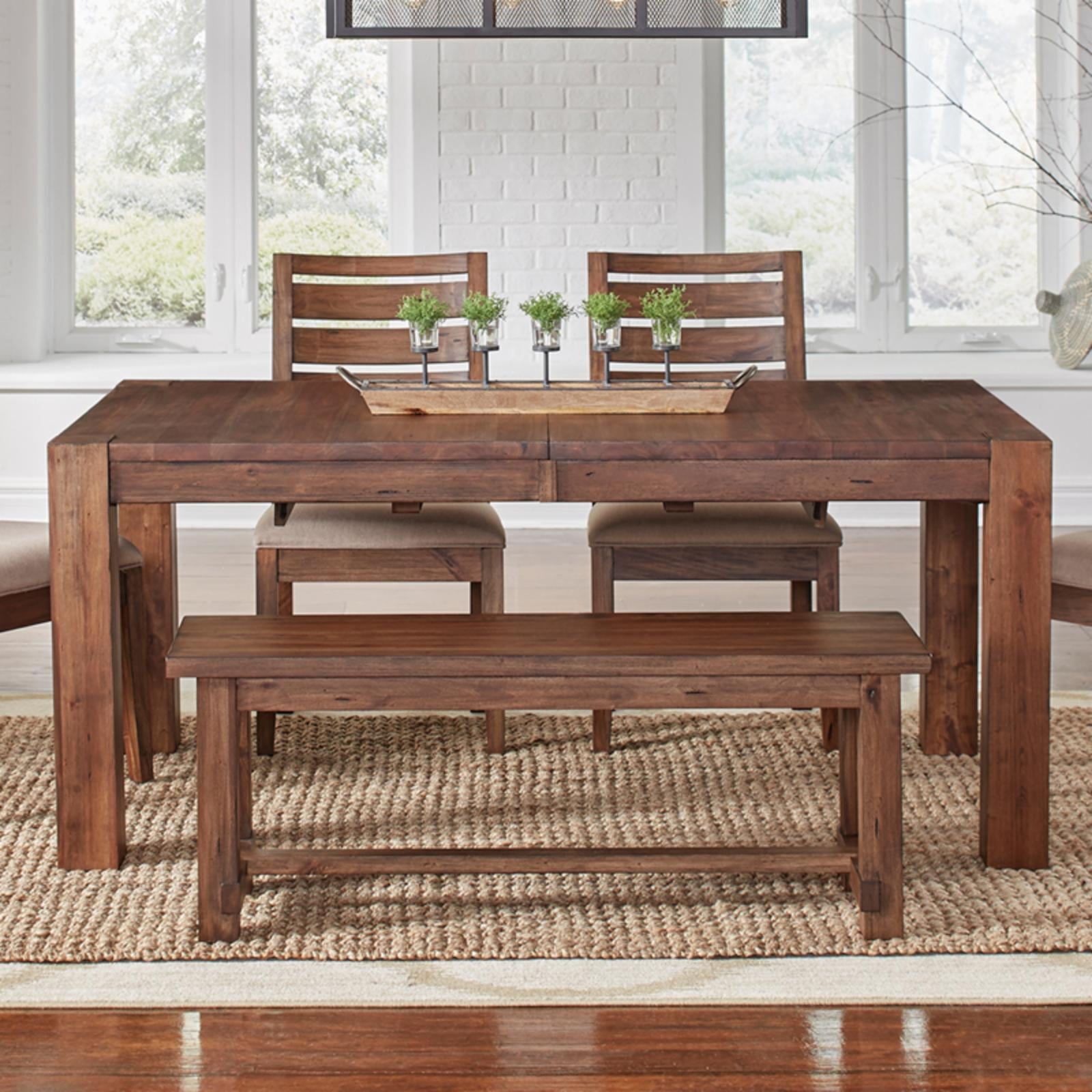 A-America Anacortes 70" Solid Wood Leg Table with Butterfly Leaf in Mahogany