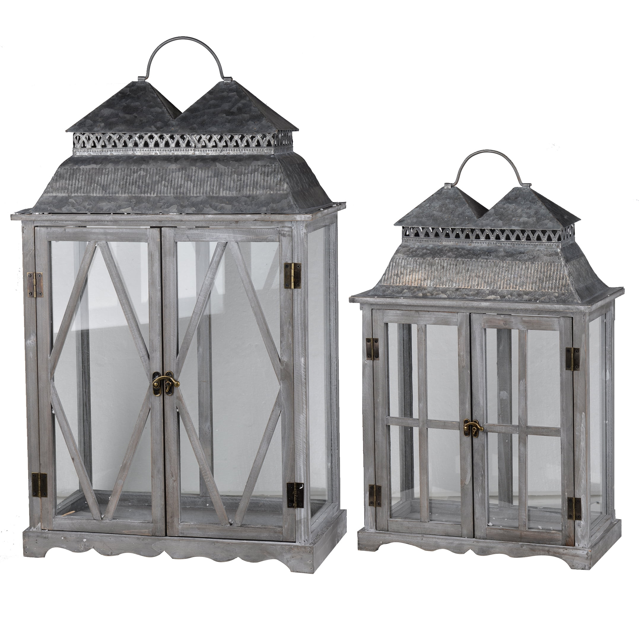 A & B Home Silver Scape Indoor Lanterns - Set of 2