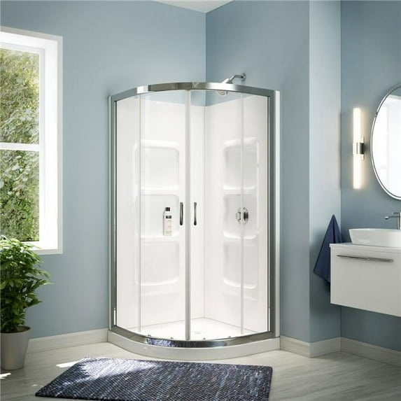 A&E Bath & Shower SK-NR38-KIT Mona Neo Round Shower Enclosure Kit with Acrylic Base & Walls