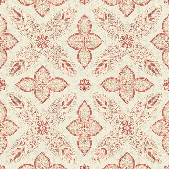 A-Street Prints Off Beat Ethnic Red Geometric Floral Wallpaper, 20.5-in by 33-ft, 56.4 sq. ft