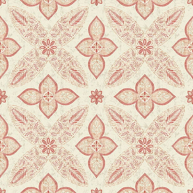 A-Street Prints Off Beat Ethnic Red Geometric Floral Wallpaper, 20.5-in by 33-ft, 56.4 sq. ft
