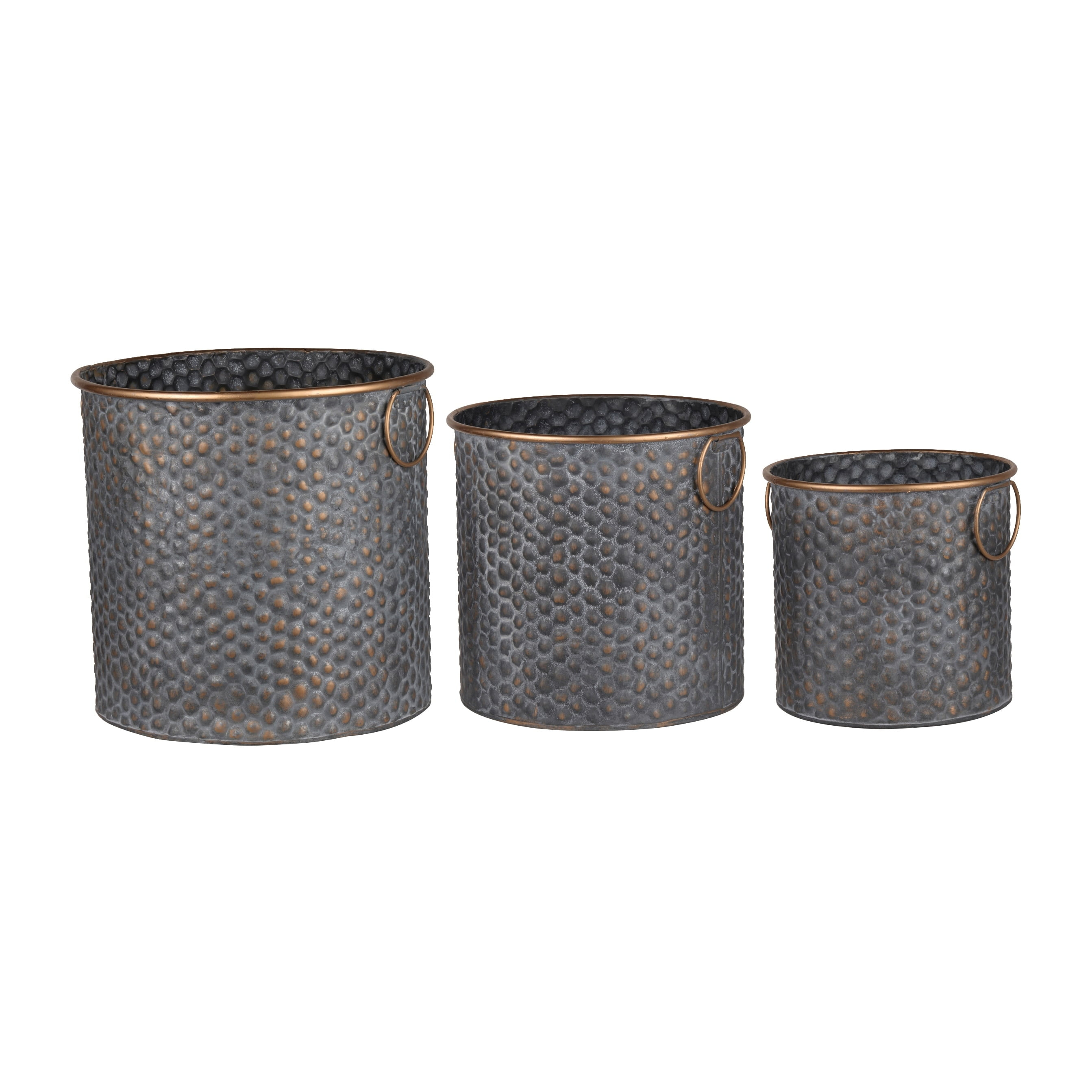 A and B Home A&B Home Seneca Brown with Copper Bands Metal Planter (Set of 3)